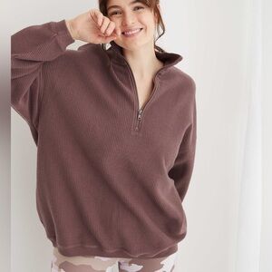 Aerie Ribbed Quarter-Zip Pullover | Oversized